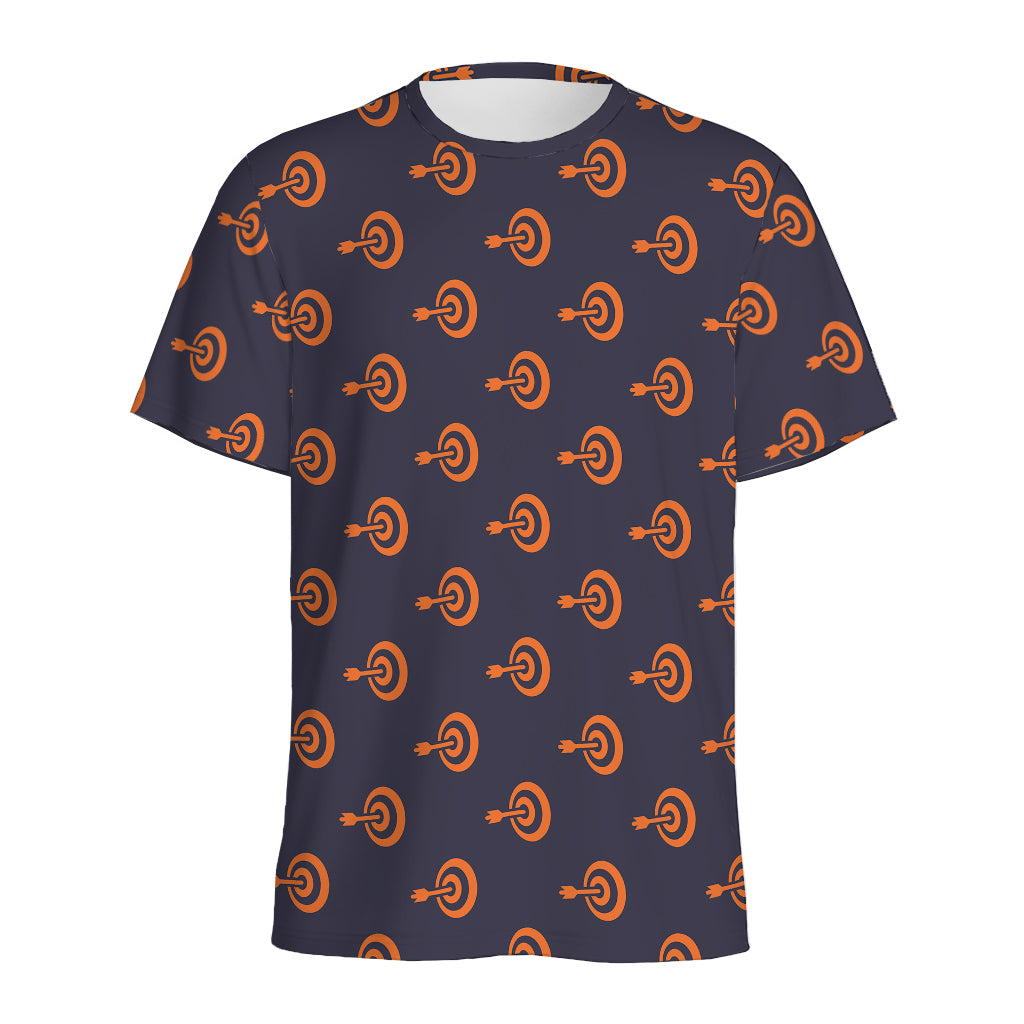 Orange Bullseye Target Pattern Print Men's Sports T-Shirt