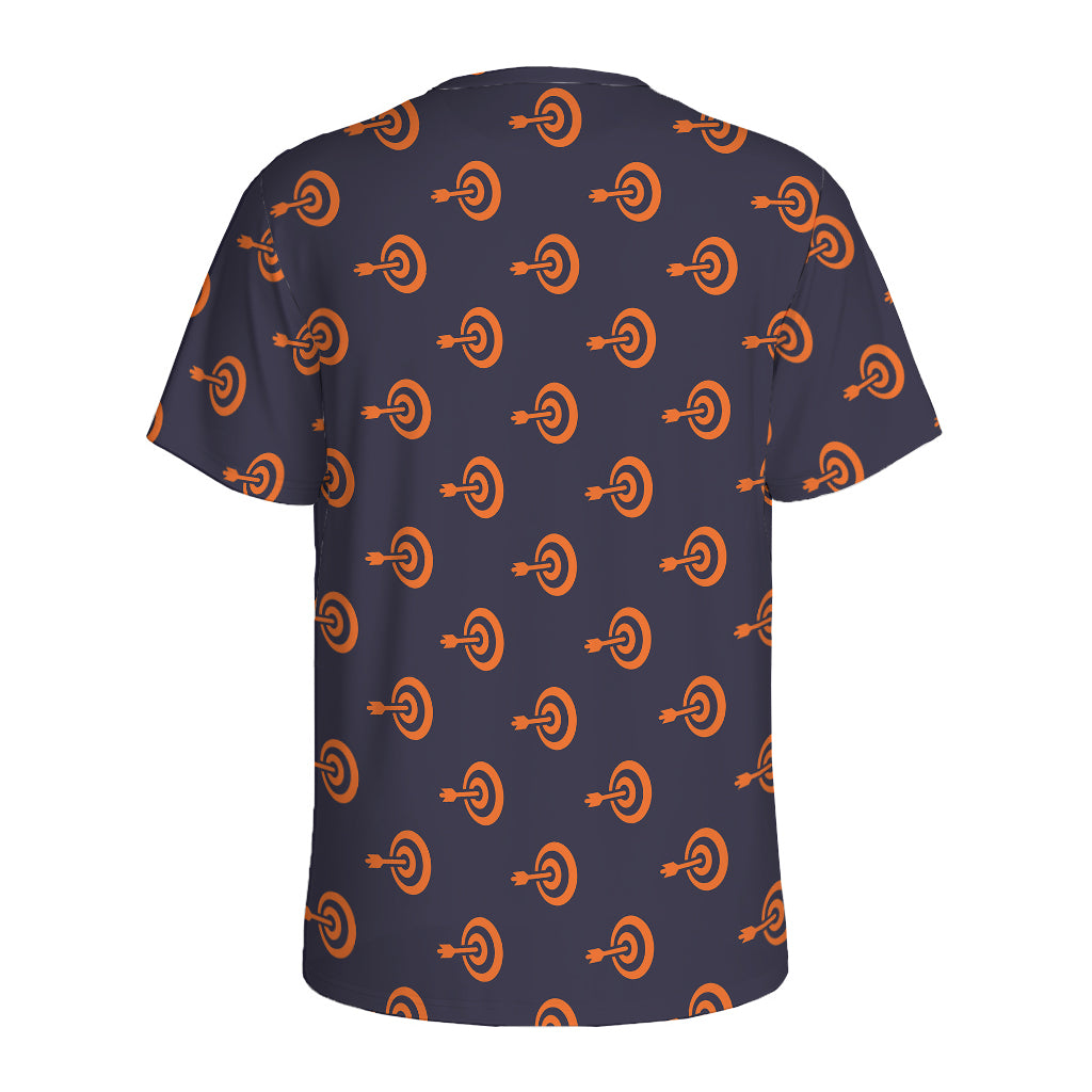 Orange Bullseye Target Pattern Print Men's Sports T-Shirt