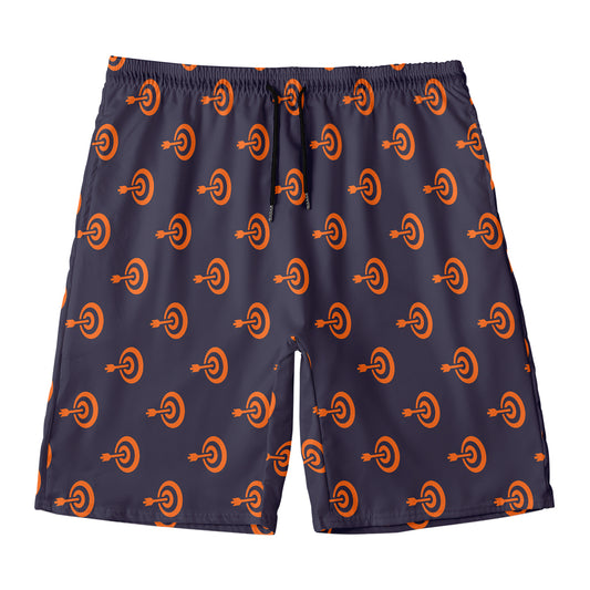 Orange Bullseye Target Pattern Print Men's Swim Trunks