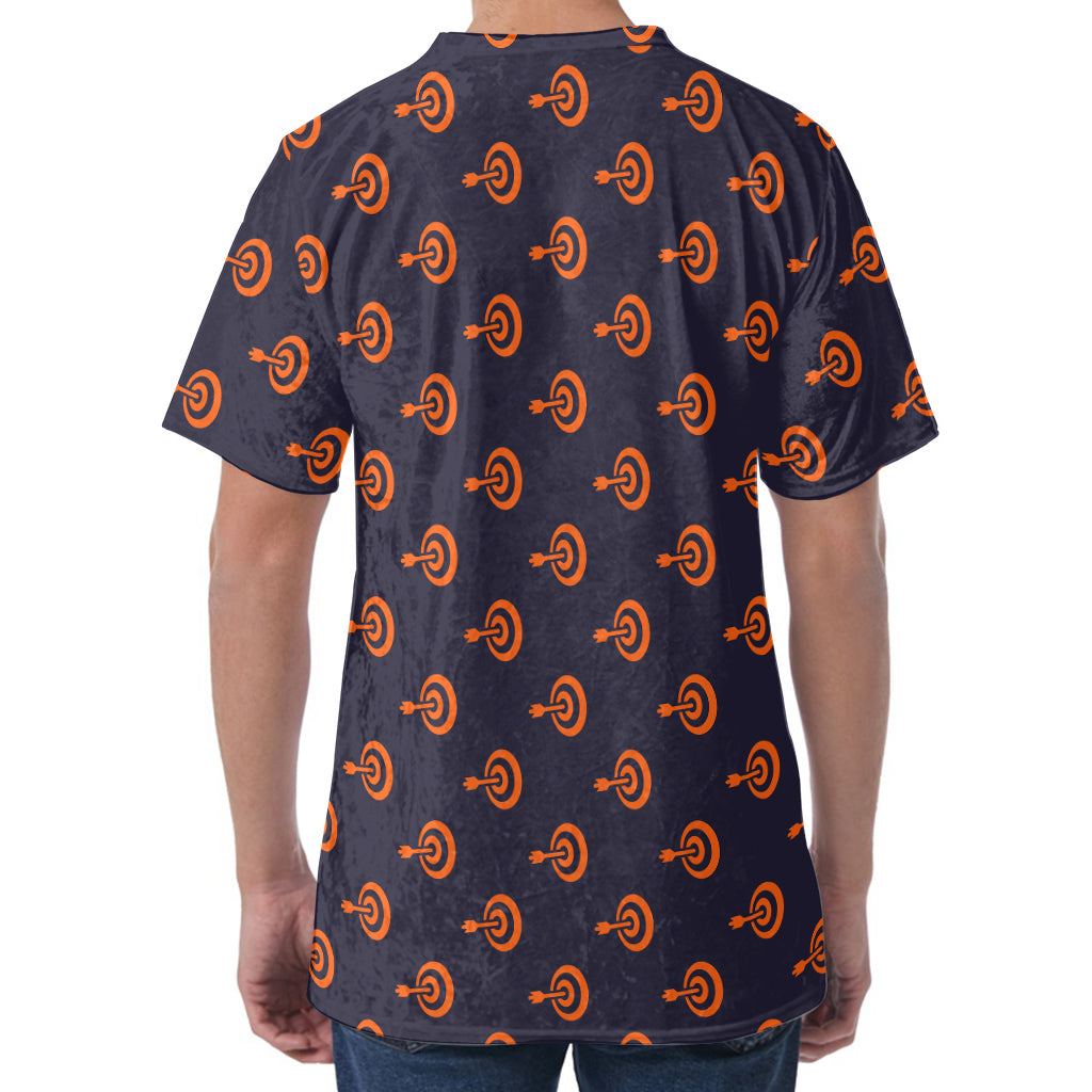 Orange Bullseye Target Pattern Print Men's Velvet T-Shirt