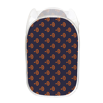 Orange Bullseye Target Pattern Print Mesh Laundry Hamper