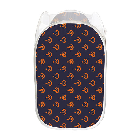 Orange Bullseye Target Pattern Print Mesh Laundry Hamper