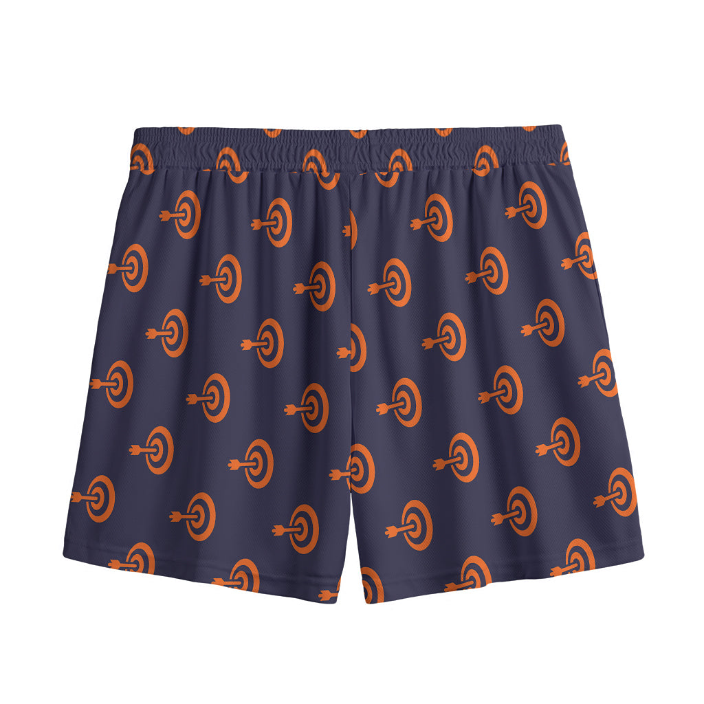 Orange Bullseye Target Pattern Print Mesh Shorts