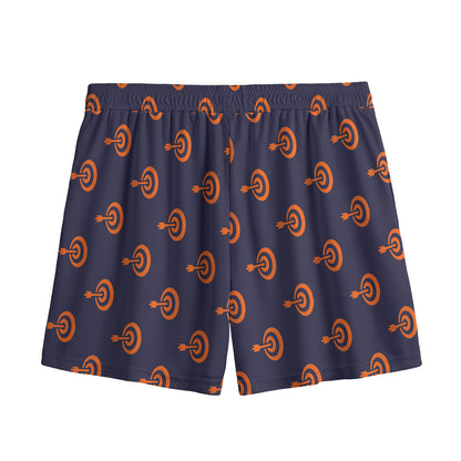 Orange Bullseye Target Pattern Print Mesh Shorts