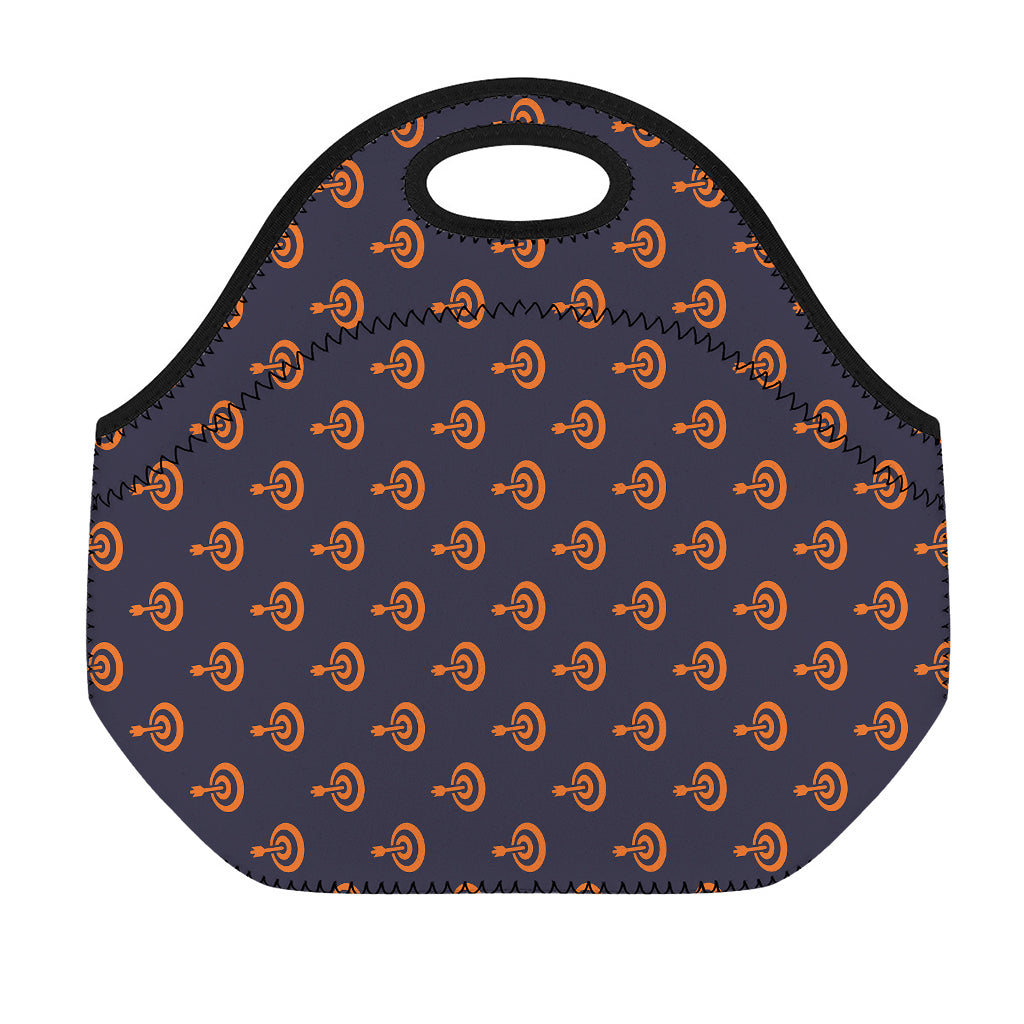 Orange Bullseye Target Pattern Print Neoprene Lunch Bag