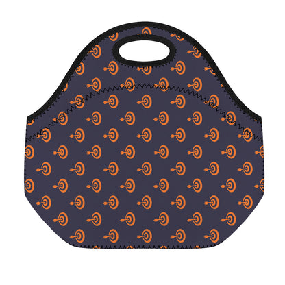 Orange Bullseye Target Pattern Print Neoprene Lunch Bag