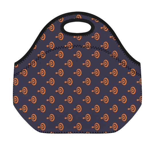 Orange Bullseye Target Pattern Print Neoprene Lunch Bag