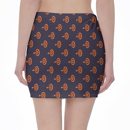 Orange Bullseye Target Pattern Print Pencil Mini Skirt