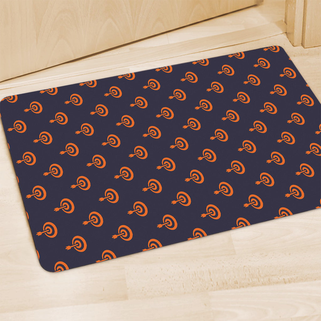 Orange Bullseye Target Pattern Print Polyester Doormat