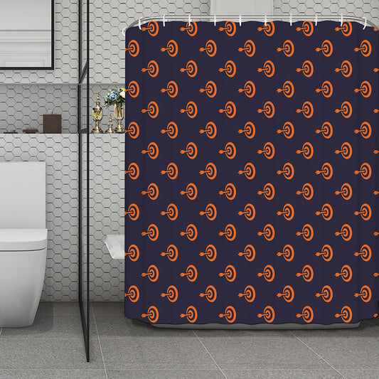 Orange Bullseye Target Pattern Print Polyester Shower Curtain