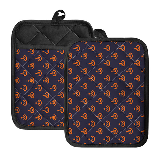 Orange Bullseye Target Pattern Print Pot Holders With Pocket