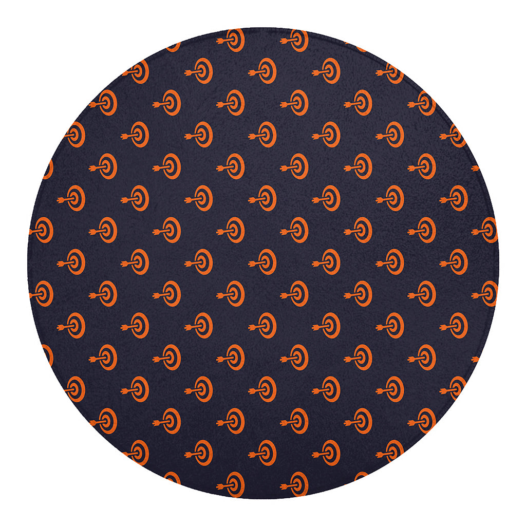 Orange Bullseye Target Pattern Print Round Blanket