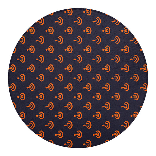 Orange Bullseye Target Pattern Print Round Blanket