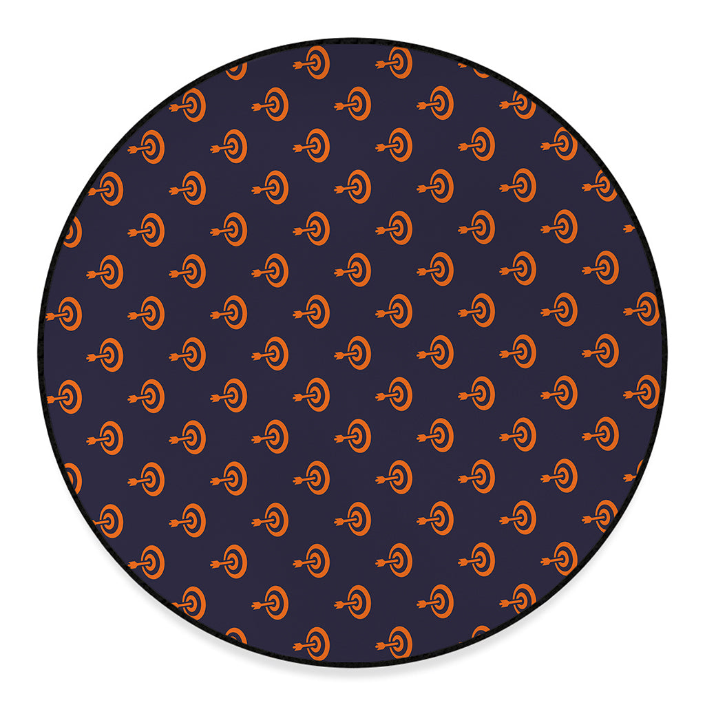 Orange Bullseye Target Pattern Print Round Floor Mat