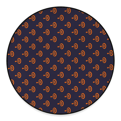 Orange Bullseye Target Pattern Print Round Floor Mat
