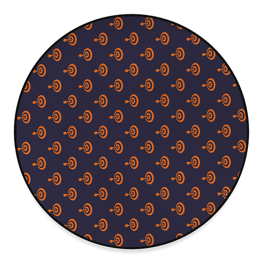 Orange Bullseye Target Pattern Print Round Floor Mat