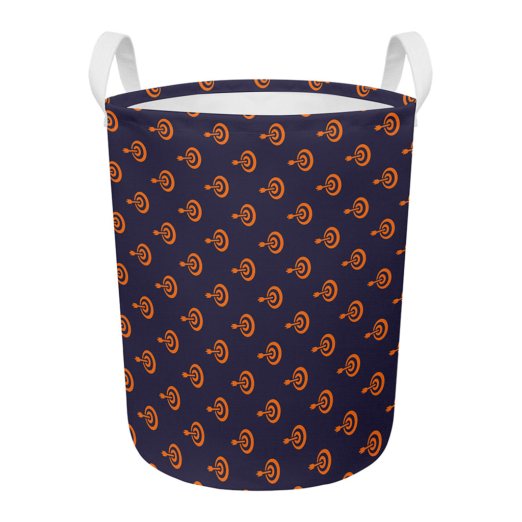 Orange Bullseye Target Pattern Print Round Laundry Basket
