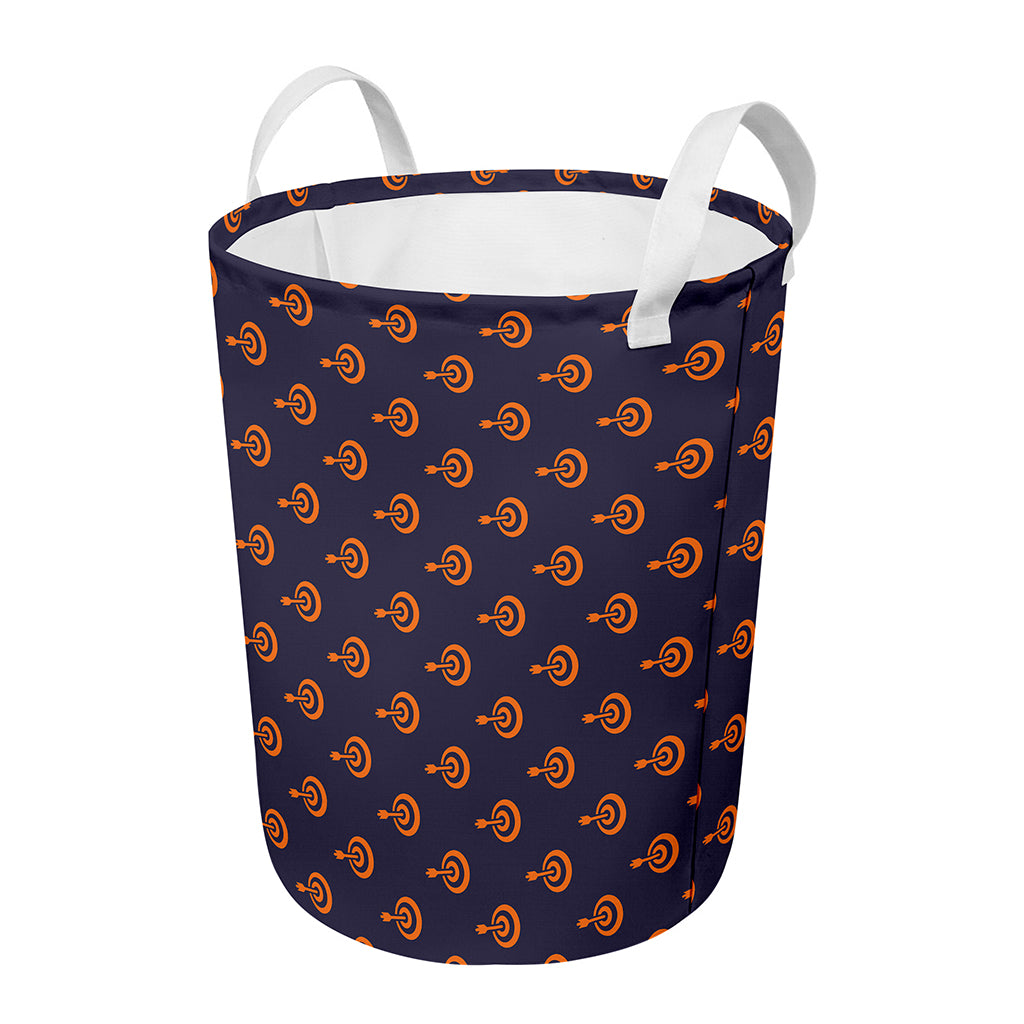 Orange Bullseye Target Pattern Print Round Laundry Basket