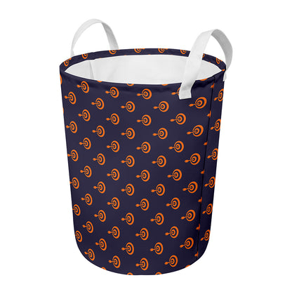 Orange Bullseye Target Pattern Print Round Laundry Basket