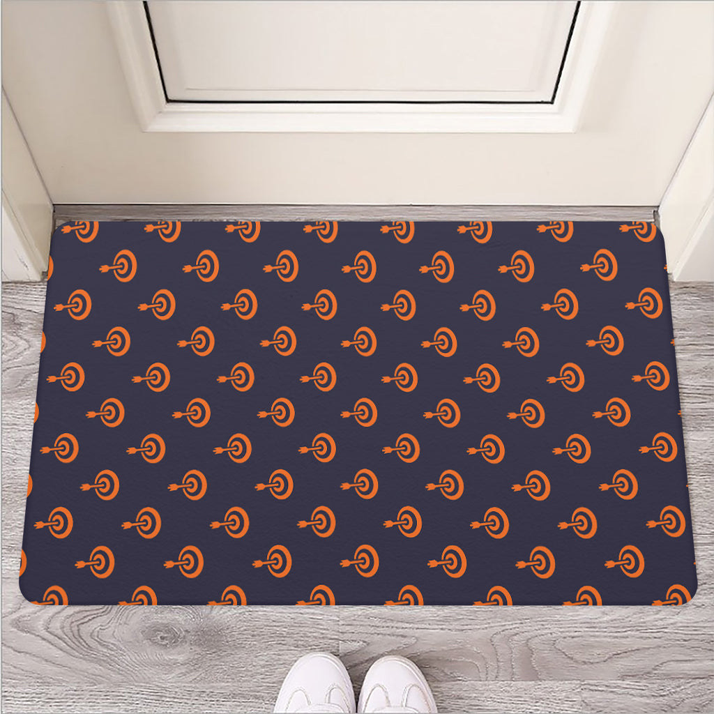 Orange Bullseye Target Pattern Print Rubber Doormat