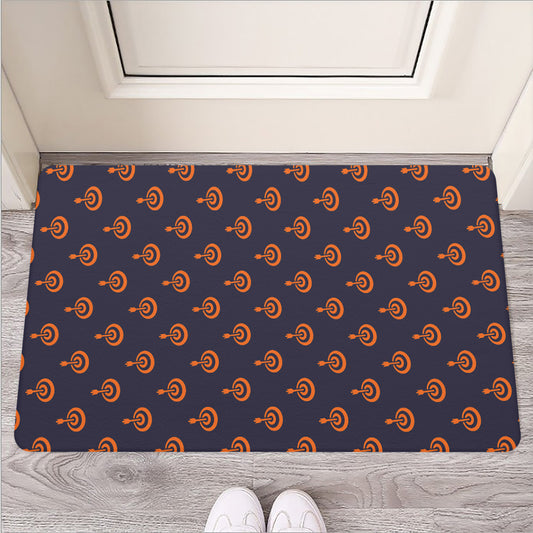 Orange Bullseye Target Pattern Print Rubber Doormat