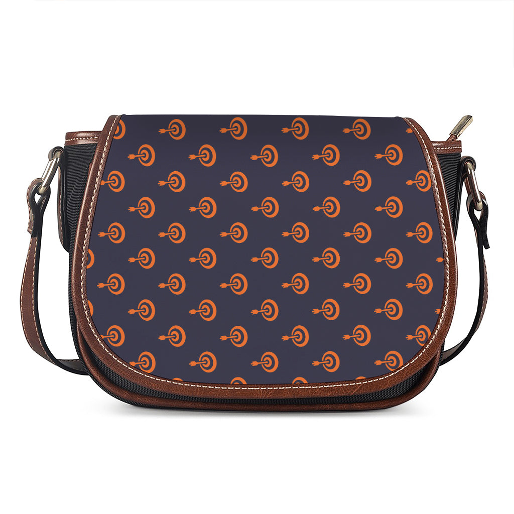 Orange Bullseye Target Pattern Print Saddle Bag