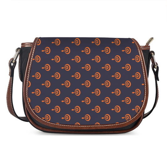 Orange Bullseye Target Pattern Print Saddle Bag