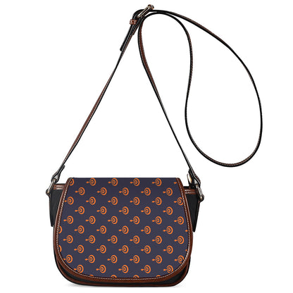 Orange Bullseye Target Pattern Print Saddle Bag