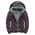 Orange Bullseye Target Pattern Print Sherpa Lined Zip Up Hoodie