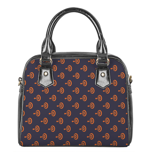 Orange Bullseye Target Pattern Print Shoulder Handbag