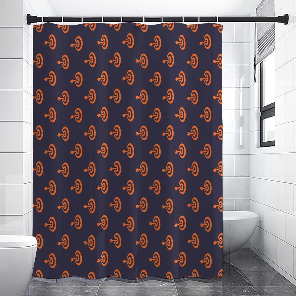 Orange Bullseye Target Pattern Print Shower Curtain