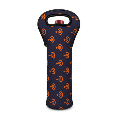 Orange Bullseye Target Pattern Print Single Neoprene Wine Tote