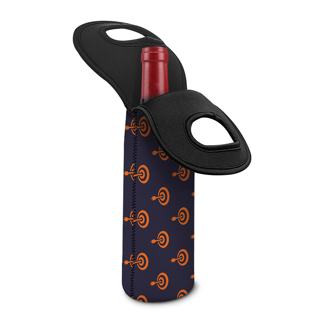 Orange Bullseye Target Pattern Print Single Neoprene Wine Tote