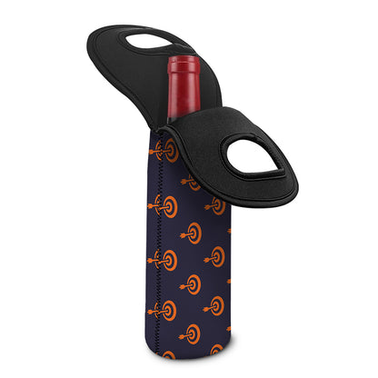 Orange Bullseye Target Pattern Print Single Neoprene Wine Tote