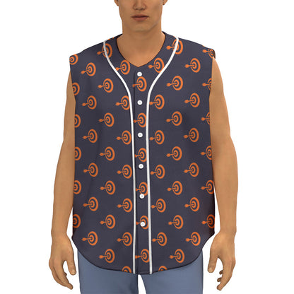 Orange Bullseye Target Pattern Print Sleeveless Baseball Jersey