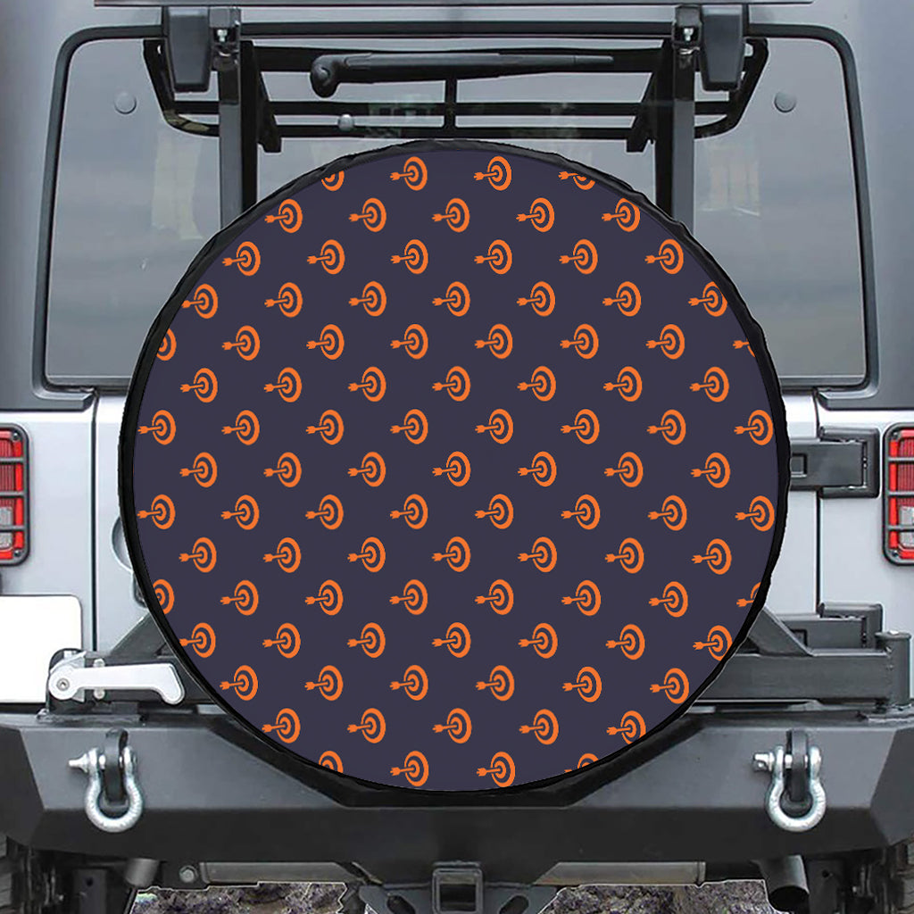 Orange Bullseye Target Pattern Print Tire Cover