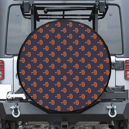 Orange Bullseye Target Pattern Print Tire Cover