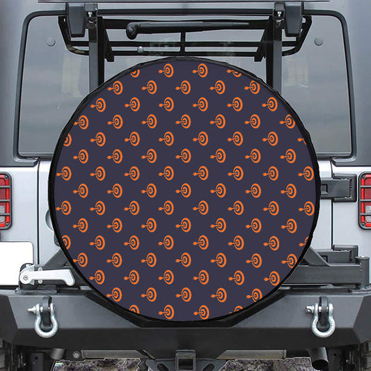 Orange Bullseye Target Pattern Print Tire Cover