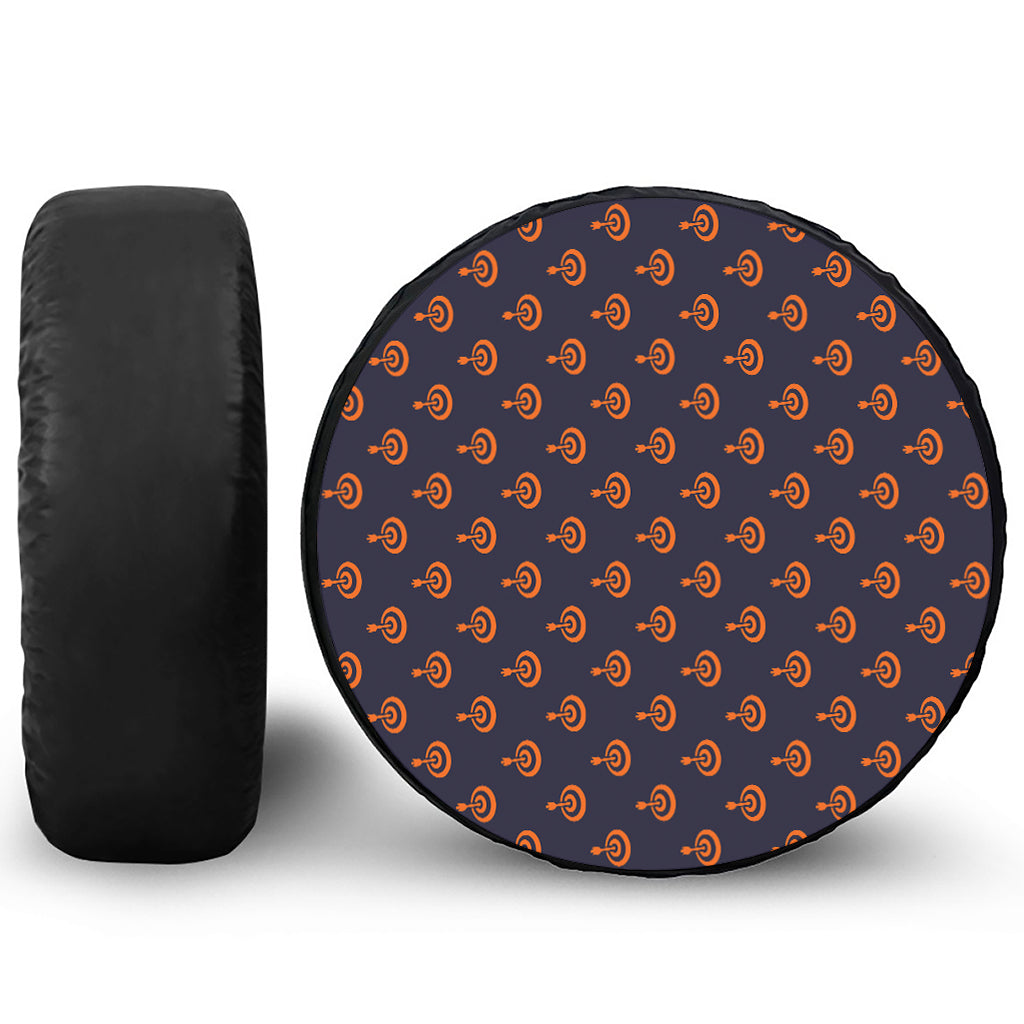 Orange Bullseye Target Pattern Print Tire Cover