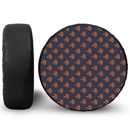 Orange Bullseye Target Pattern Print Tire Cover