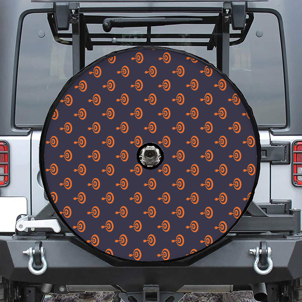 Orange Bullseye Target Pattern Print Tire Cover With Camera Hole