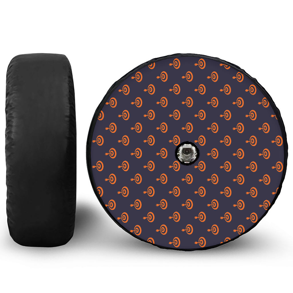 Orange Bullseye Target Pattern Print Tire Cover With Camera Hole