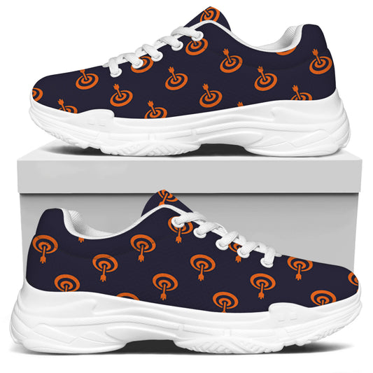 Orange Bullseye Target Pattern Print White Chunky Shoes