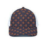 Orange Bullseye Target Pattern Print White Mesh Trucker Cap