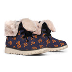 Orange Bullseye Target Pattern Print Winter Boots