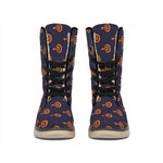 Orange Bullseye Target Pattern Print Winter Boots