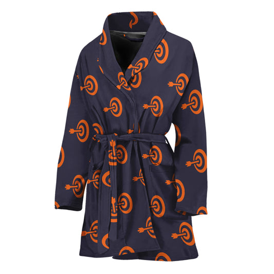 Orange Bullseye Target Pattern Print Women's Bathrobe