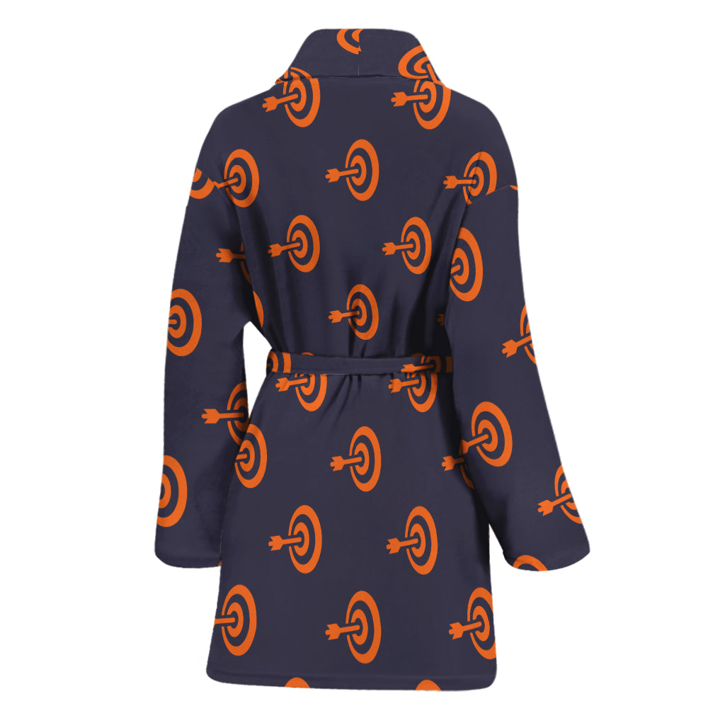 Orange Bullseye Target Pattern Print Women's Bathrobe