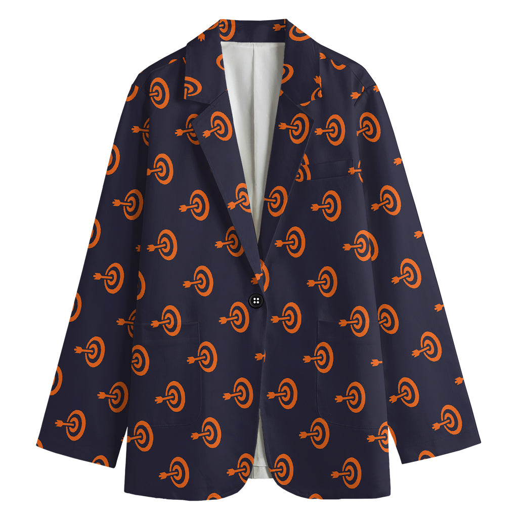 Orange Bullseye Target Pattern Print Women's Blazer