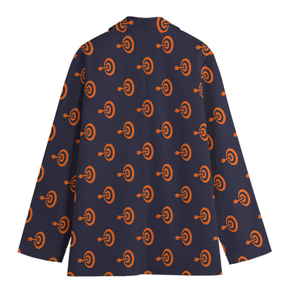 Orange Bullseye Target Pattern Print Women's Blazer
